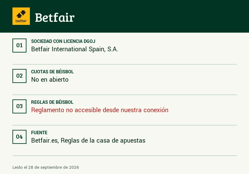 Ficha de Betfair: lanzadores, entradas y empate en béisbol
