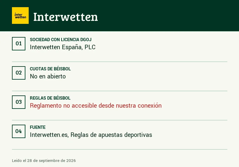 Ficha de Interwetten: lanzadores, entradas y empate en béisbol